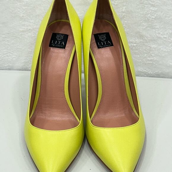 Lita by Ciara Acid Lime Solid Point Toe Pump Heels Stiletto Size 39/8.5 NIB - Picture 2 of 13